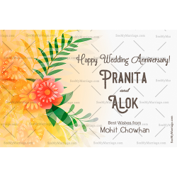 Floral Anniversary Card, Orange theme Card, Unique Anniversary Greetings Card