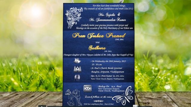 Royal Blue And Gold Animated Wedding Card
