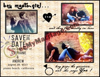 Ring, sand theme, black heart with arrow designed frame type candid couple wedding invitation card