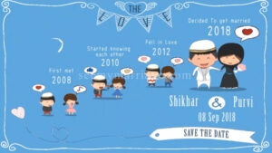 Salam - E - Ishq  -  A Muslim Couple Cute Love Story Reveal With Cartoon Animations And White Sparkle Nikah Invitation Save The