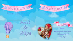 Wonder Lust - Animated Moving Clouds And Hot Air Balloons Blue Theme Wedding Save The Date Invitation Video