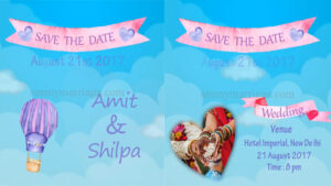 Wonder Lust - Animated Moving Clouds And Hot Air Balloons Blue Theme Wedding Save The Date Invitation Video