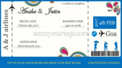 Wedding Travel Ticket - A Simple Blue Theme Boarding Pass Animated Destination Wedding Save The Date Invitation Video