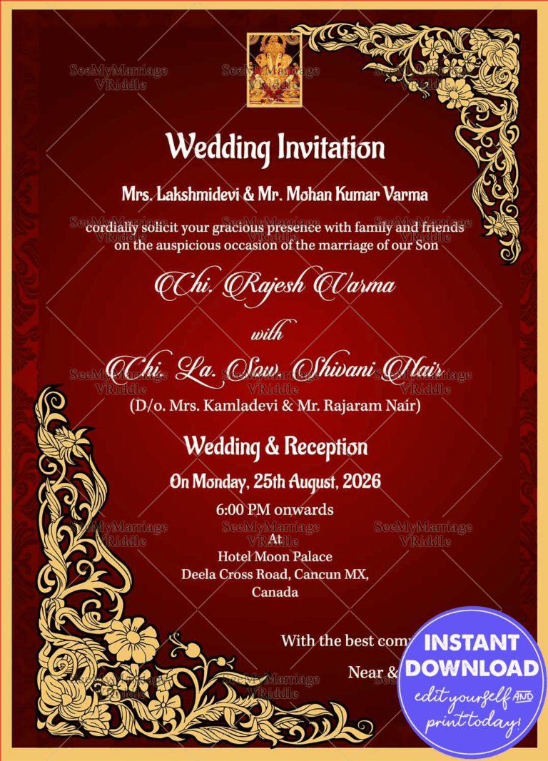 Red Fashion -  Antique Design With Abstract Pattern Save The Date Whatsapp E-card