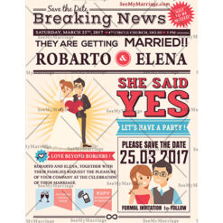 Wedding Chronicle - Daily Newspaper Style Save The Date Whatsapp Card
