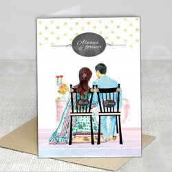 Watercolor, Cartoon theme, Simple dotted Printed type wedding save the date card