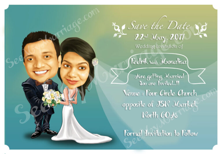 We Cordially Invite You - Caricature Theme Save The Date Wedding E-card