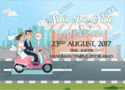 Colorful Scooty - A Modern Christian Theme Wedding Save The Date Invitation Whatsapp E-card
