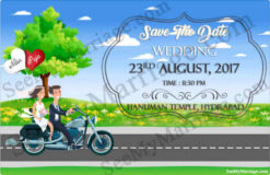 Ride With Bride - A Funky Type Cartoon Wedding Whatsapp Invite E-card