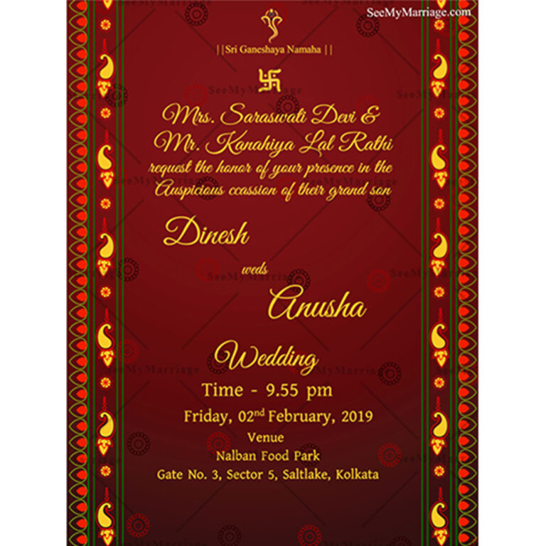 Red Carpet - Traditional Indian Style Red Theme Wedding Whatsapp Invitation E-card