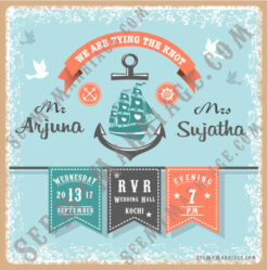Anchored In Love - Colorful Ribbons Decorated Wedding Save The Date Invitation Whatsapp E-card