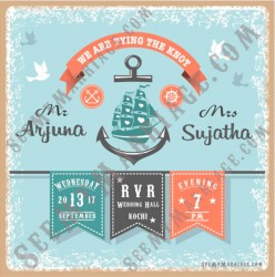 Anchor, Blue Sea, Ocean, Ship, Flags, Photo Frame wedding save the date e-card
