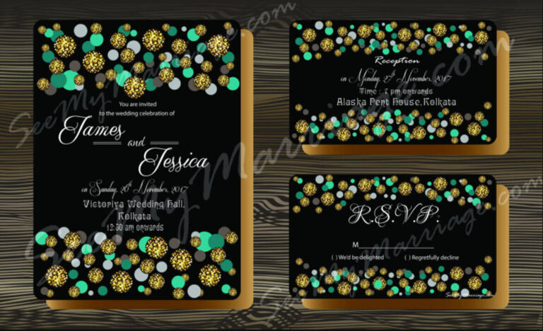 Black Beauty - A Golden Flares Decorated Trendy Save The Date Whatsapp Invitation E-card