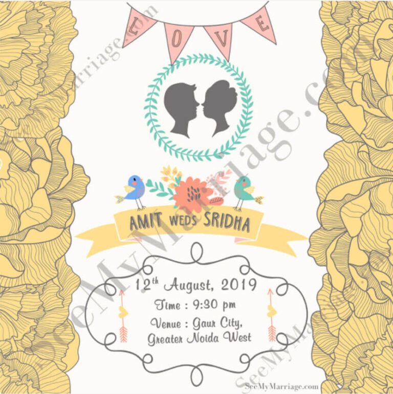 Showered With Love - Birds And Floral Decorated Wedding Save The Date Whatsapp Invitation E-card