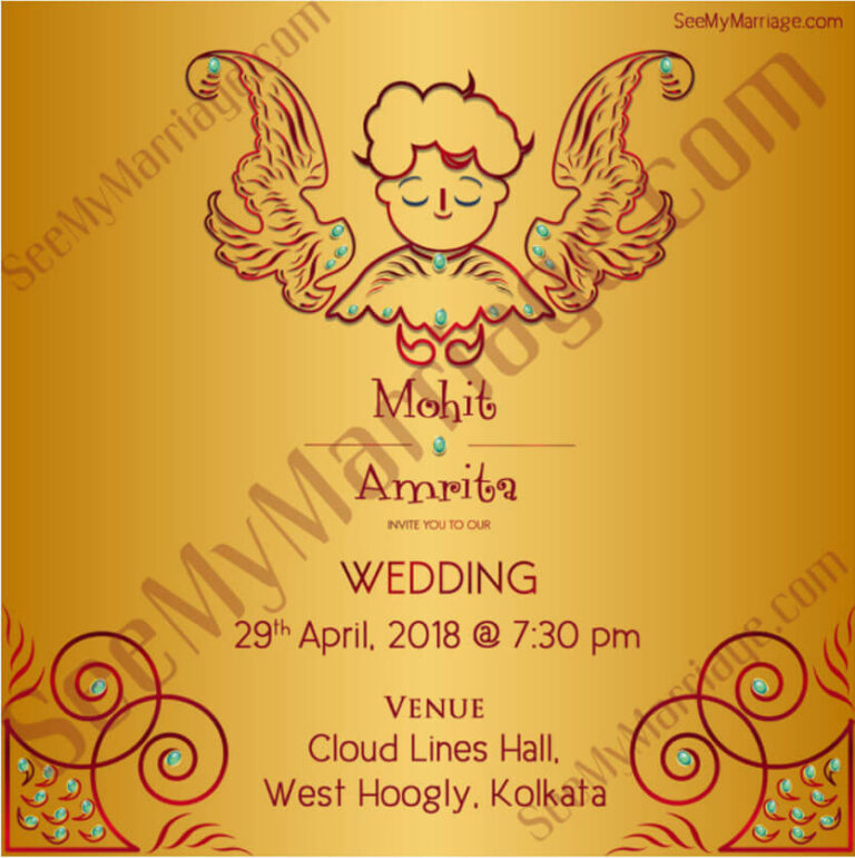 Cupid's Gift - A Golden Theme Modern Wedding Save The Date Whatsapp Invitation E-card