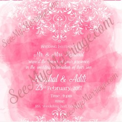 Modern Pink theme floral wedding invitation