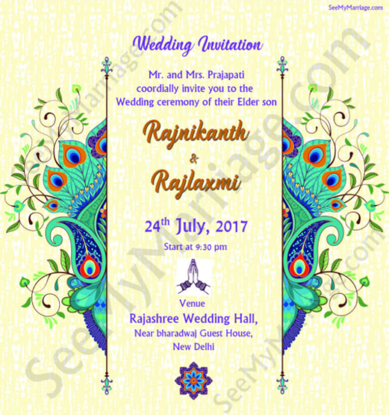 Invitation From Peacock - Traditional Decorated Beautiful Wedding Save The Date Invitation Whatsapp E-card