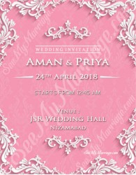 Pink theme wedding save the date cards with white color pattern designs and wordings