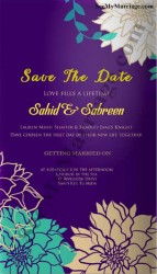 Watercolor purple, floral designs formal wedding save the date invite