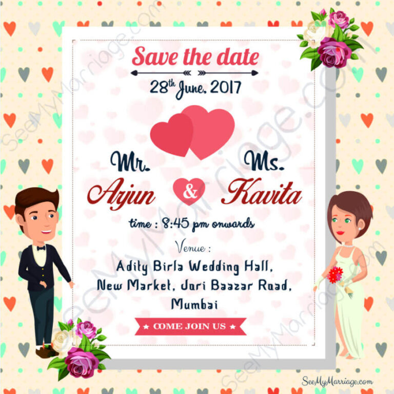 Blushing Bride - Colorful Christian Theme, Hearts Decorated Save The Date, Wedding E-card Invitation