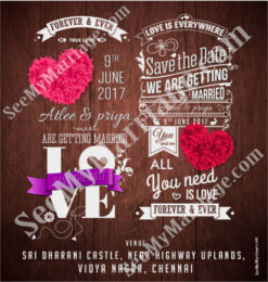Hearts Never Break - Chocolate Wood Theme Classy Save The Date Whatsapp Invitation E-card With Foral Love Symbol