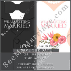 Mr. He And Miss. She - Getting Hitched Save The Date Wedding Whatsapp E-card Invitation