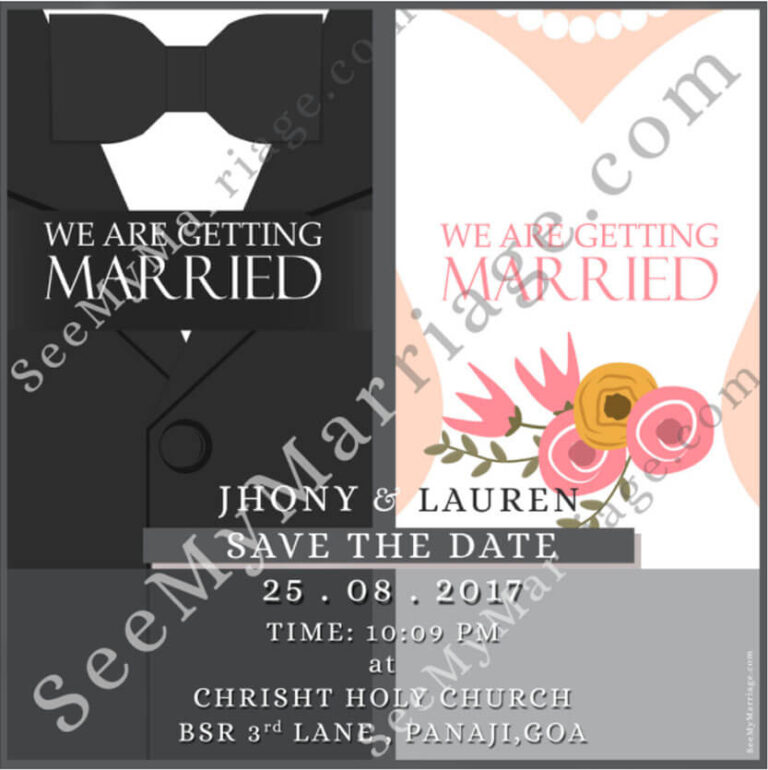 Mr. He And Miss. She - Getting Hitched Save The Date Wedding Whatsapp E-card Invitation