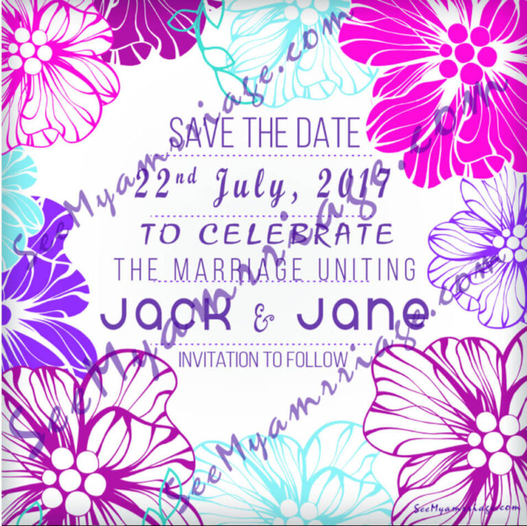 Flower Garden - Colorful Floral Decorated Save The Date Whatsapp E-card Invitation For Engagements And Weddings