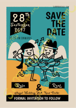 Pop Singers - Beach Theme Cute Couple Destination Wedding Save The Date Whatsapp Invitation E-card