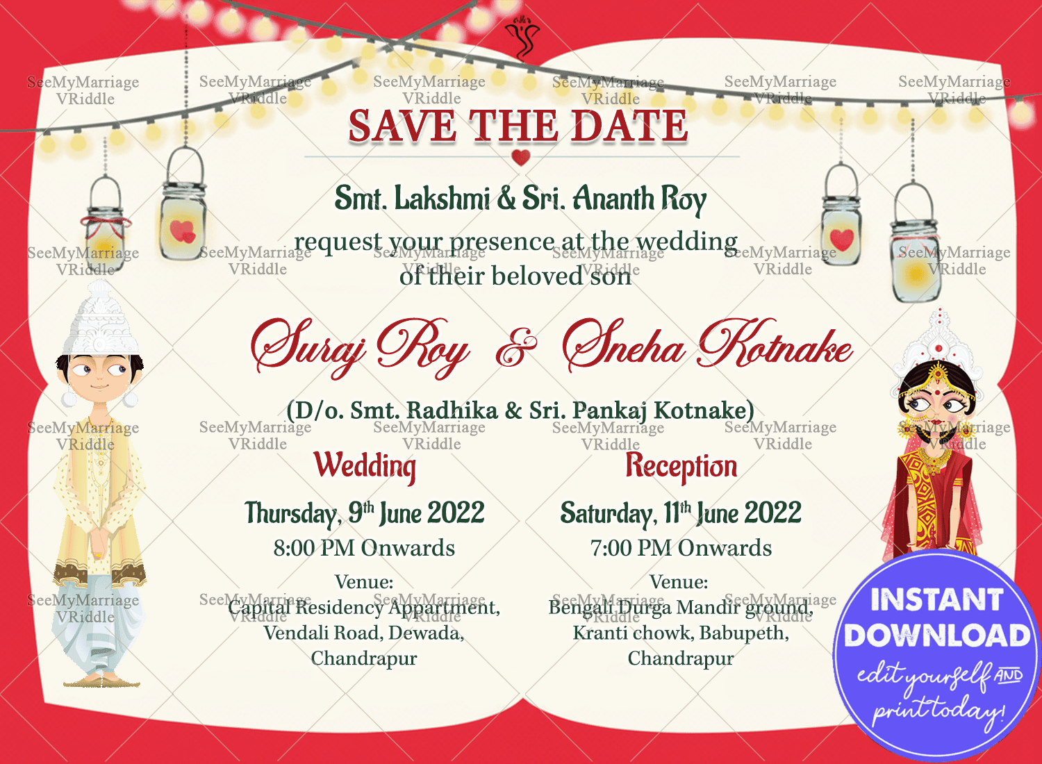 Bride Of Bengal – A Cute Bengali Couple Theme Traditional Wedding Save The Date Whatsapp Invitation E-card