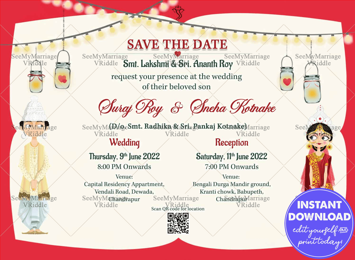 Bride Of Bengal A Cute Bengali Couple Theme Traditional Wedding Save The Date Whatsapp Invitation Ecard