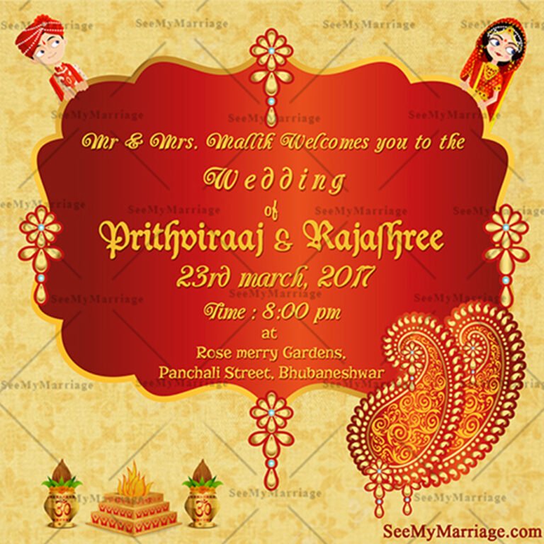 Golden Gems - Cute Indian Couple Decorated Wedding Save The Date Invitation E-card