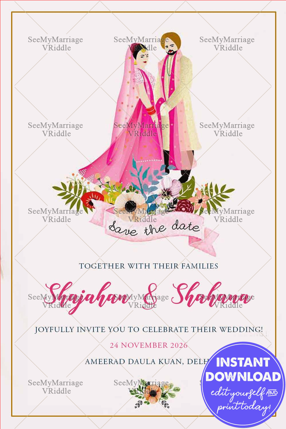 Jodha Akbar Theme North Indian Wedding Save The Date