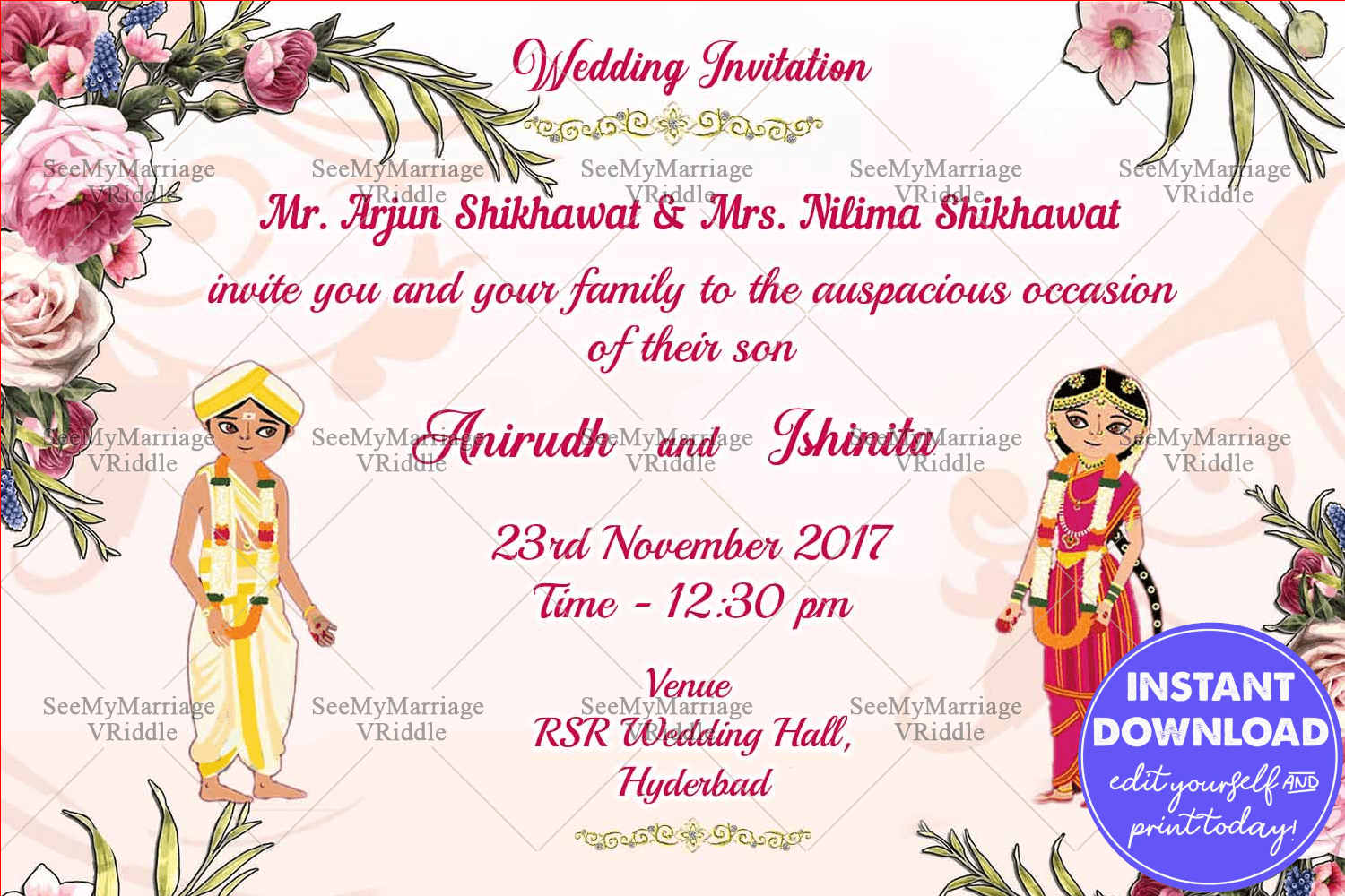 Lily Of The Valley - Awesome Floral Theme With Traditional Tamil Couple Wedding Save The Date Whatsapp E-card Invitation