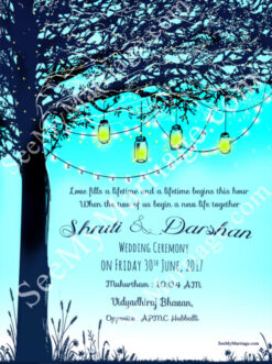 Temple Tree - Lighting Lamp Decorated Night Theme Wedding Save The Date Whatsapp E-card Invitation