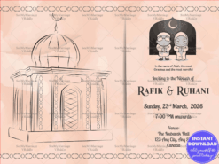 Shaadi Mubarak - Traditional Muslim Couple Sketch Type Wedding, Nikkah, Save The Date Whatsapp Invitation E-card