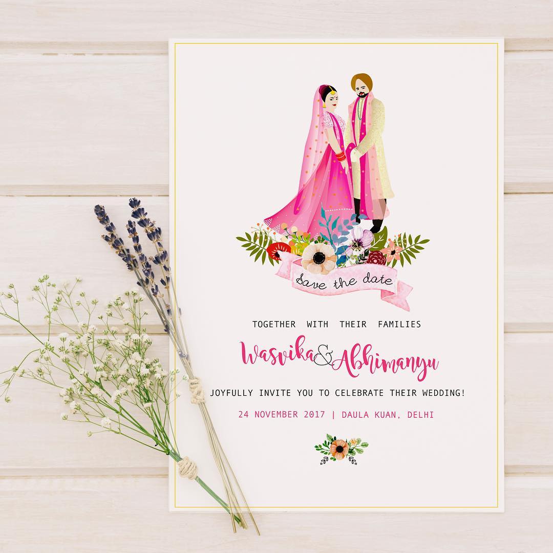 Royal, North Indian Cartoon wedding card