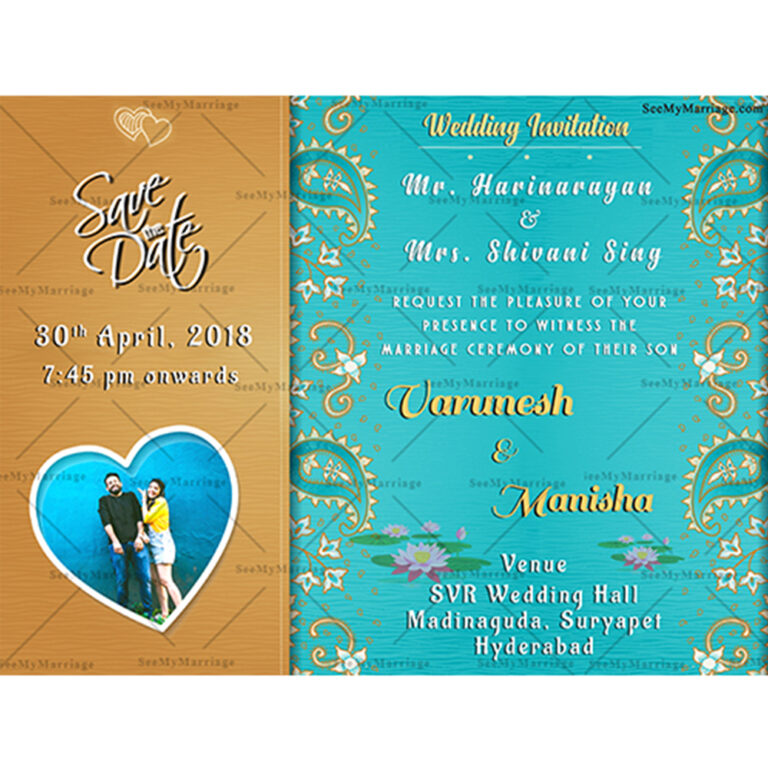 Lotus Pond - Traditional Royal Theme Indian Wedding Save The Date Whatsapp Invitation E-card