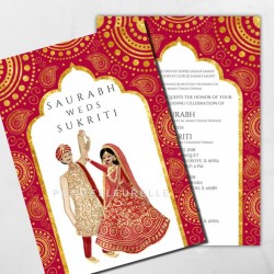 North Indian wedding invite, red theme Hindu wedding card