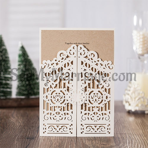 Simple Laser Cut Wedding Card - Pack Of 100