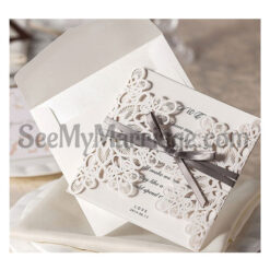Black & White Laser Cut Wedding Invitation Card - Pack Of 100