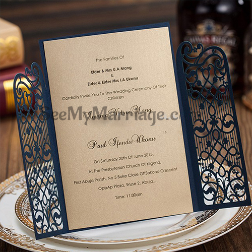 Modern High Quality Laser Cut Wedding Invitation Card - Pack Of 100