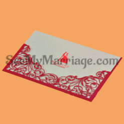 Simple & Red Color Laser Cut Wedding Invitation Card - Pack Of 100