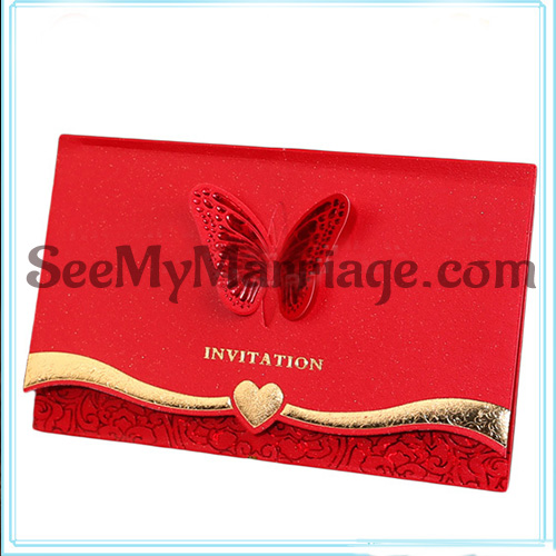 Butterfly Laser Cut Wedding Invitation Card - Pack Of 100