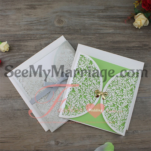 Vintage Flower Laser Cut Wedding Card - Pack Of 100