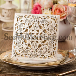 Engrave Pattern Laser Cut Wedding Invitation Card - Pack Of 100