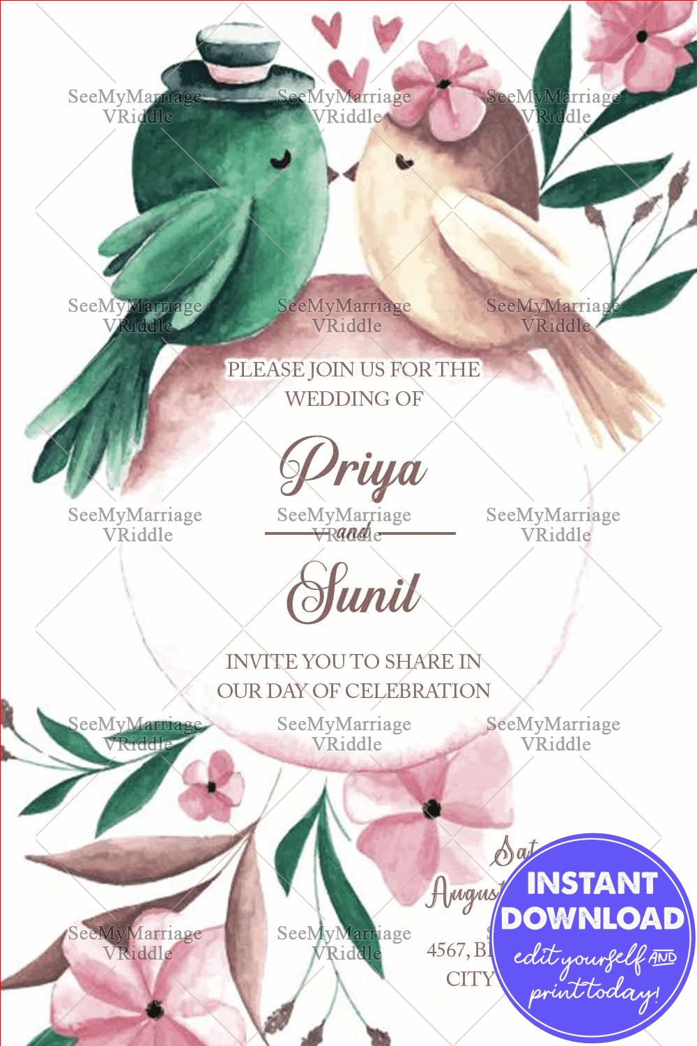 Honey Bunny - Cartoon Twitter Birds Theme Save The Date E-card