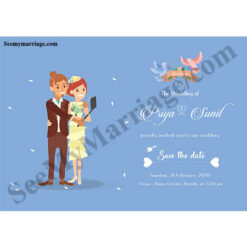 Selfie With My Fiance - Western Theme Cartoon Save The Date Whatsapp E-card
