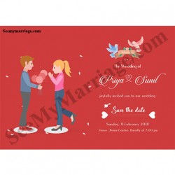 hearts, red theme proposal wedding invite card, Birds, boy and girl whatsapp card