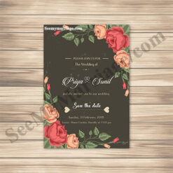Rose Floral Decorated Green Theme Modern Save The Date E-card